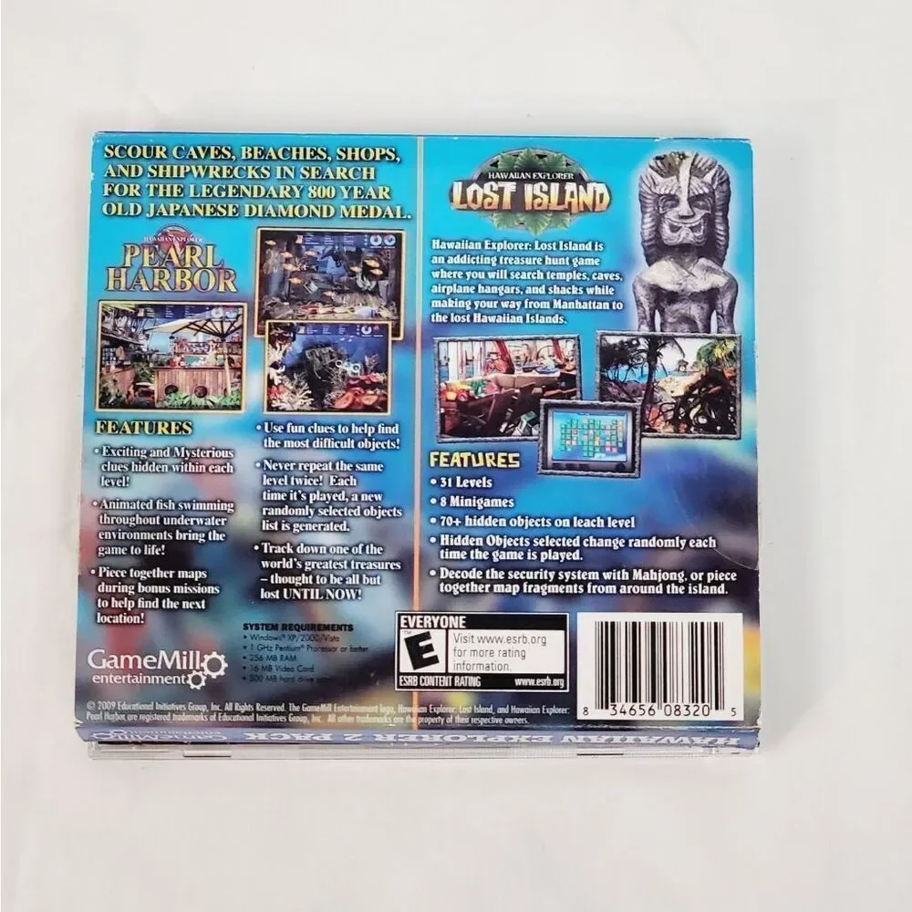 Hawaiian Explorer Pearl Harbor & Lost Island PC CD-Rom hidden object seek combo